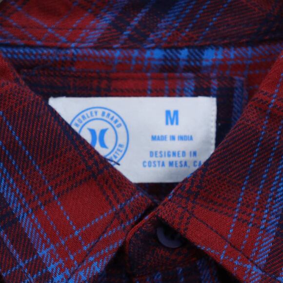 Hurley Oxford Flannel Shirt – Men’s Medium – Sundried Tomato / Blue – NWT - Picture 5 of 8
